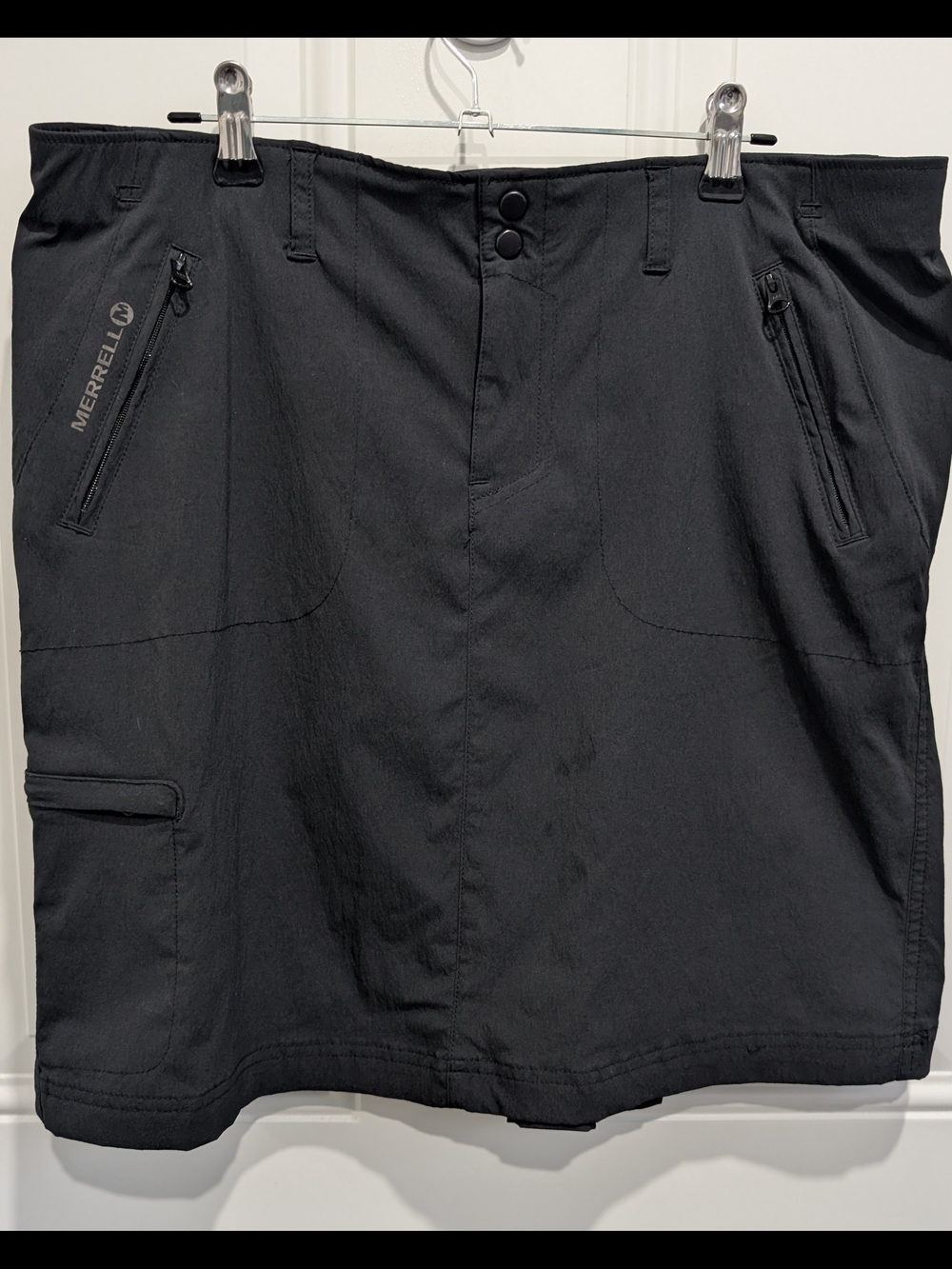 Merrell Black Women's Cargo Skirt with  3 Zippered Pockets.